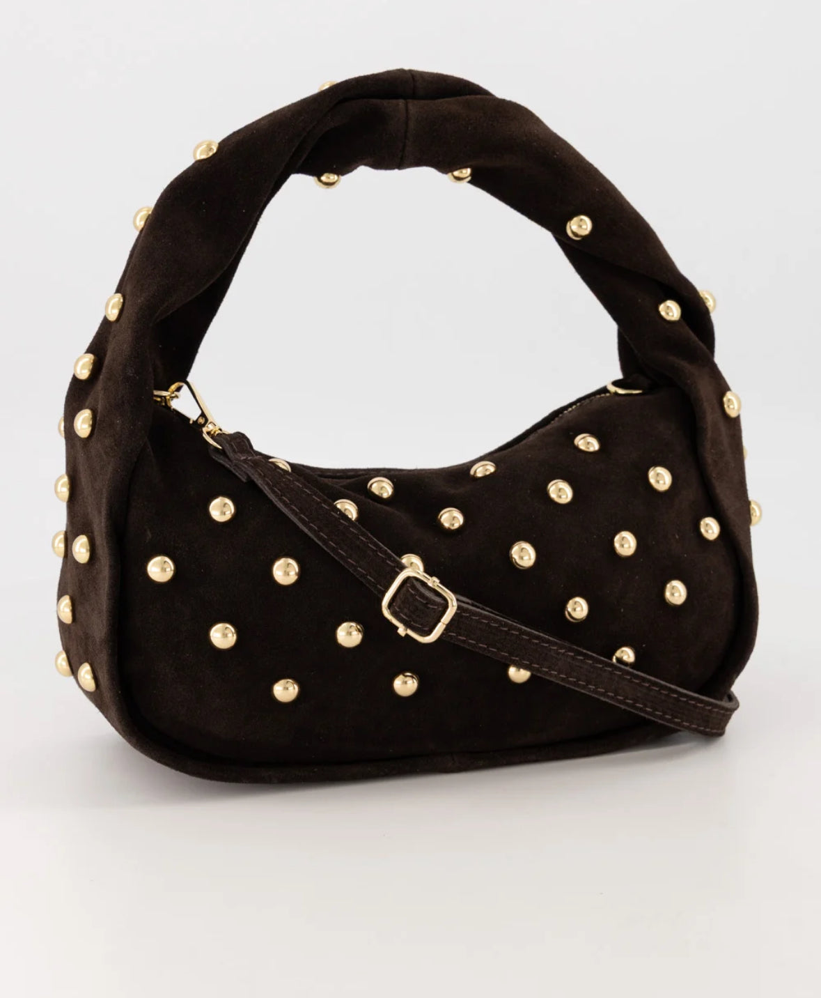 Tas Lottie suede donkerbruin