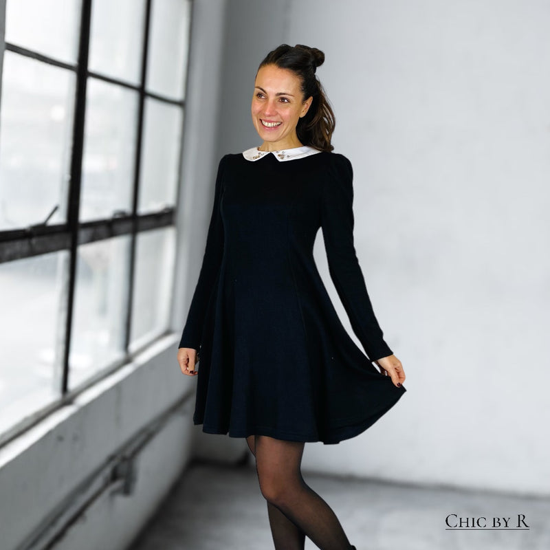 Jurk zwart peter-pan kraag - Chic by R