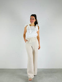 Top linnen strikband wit - Chic by R