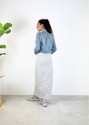 Blouse wit/blauw strik
