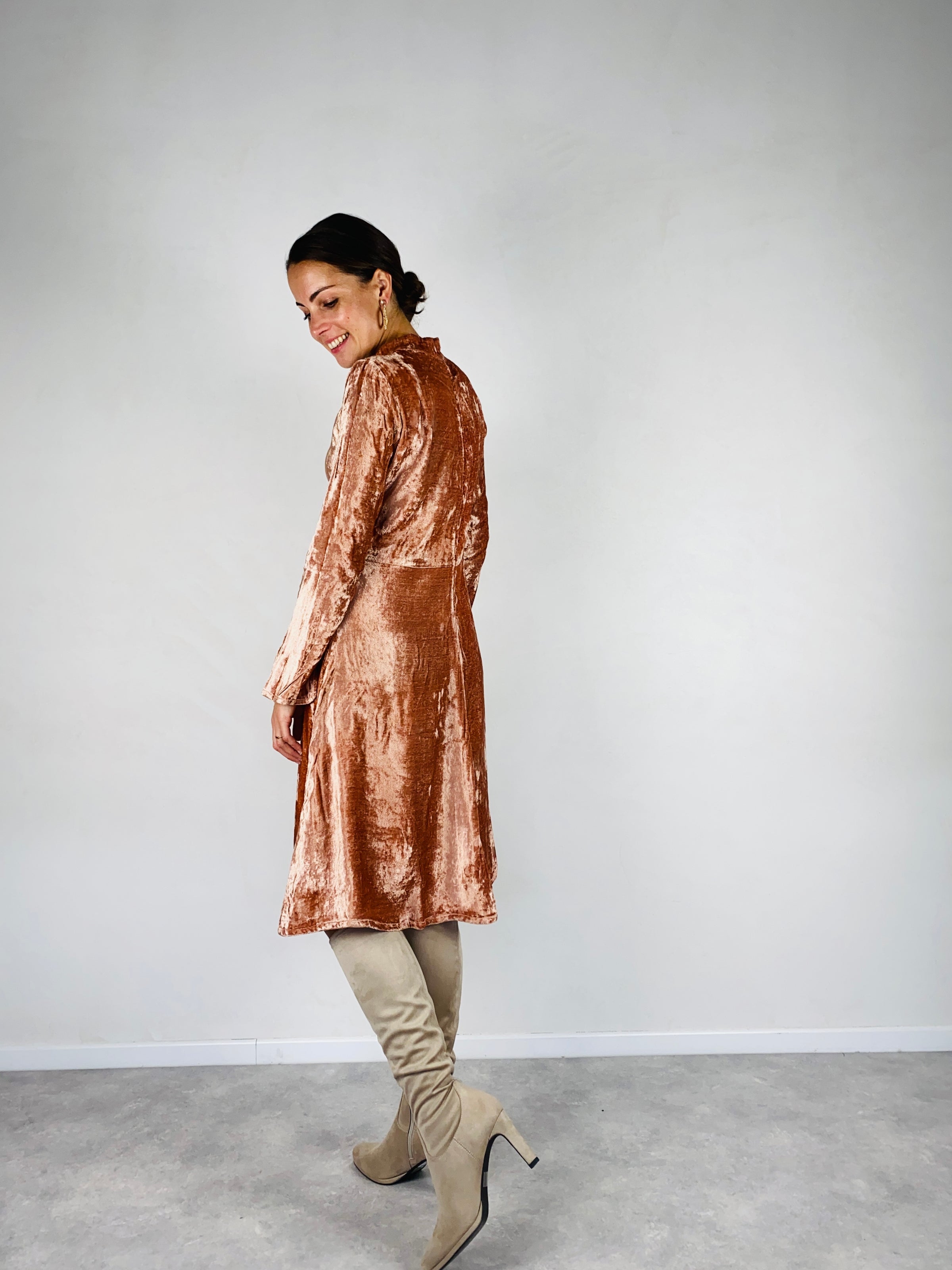 Jurk velvet oud-roze - Chic by R
