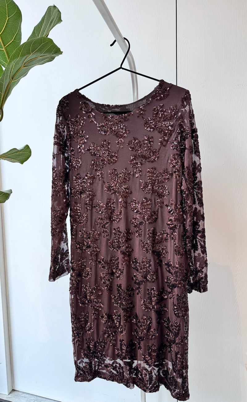 Sequin Sparkle Dress Brown