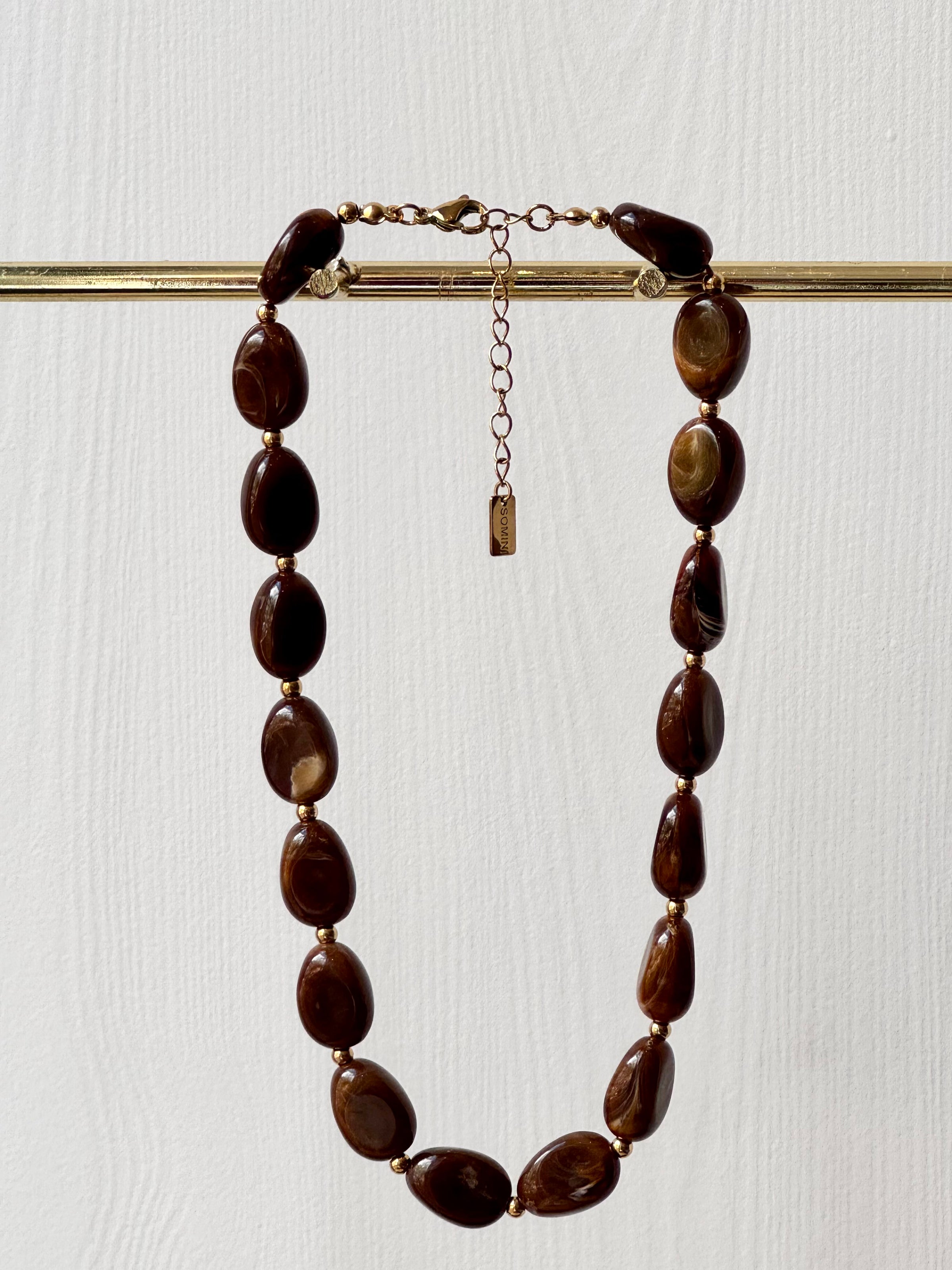 Ketting Chocolate Brown Marble Gold