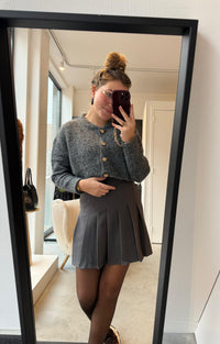 Cardigan Donkergrijs Gouden Knoop