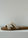 Gevlochten slipper beige