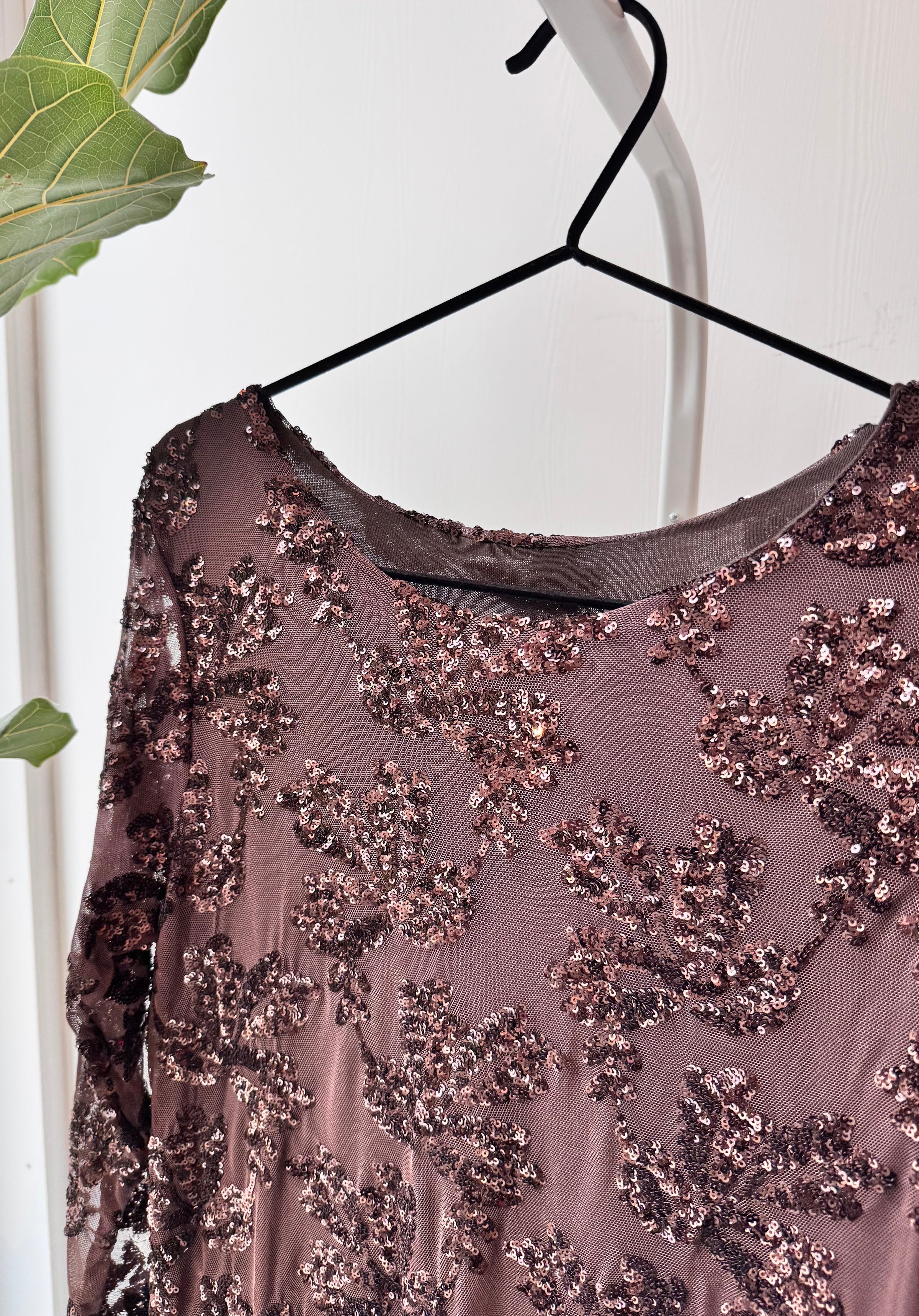 Sequin Sparkle Dress Brown