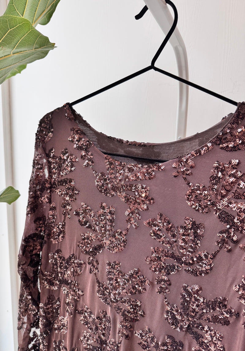Sequin Sparkle Dress Brown