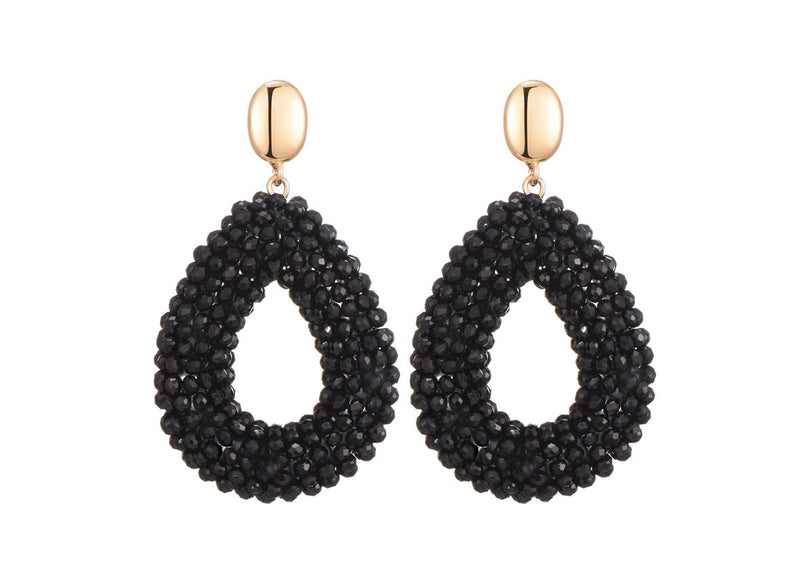 Oorbellen glaskraal black
