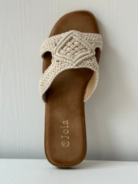 Gevlochten slipper beige