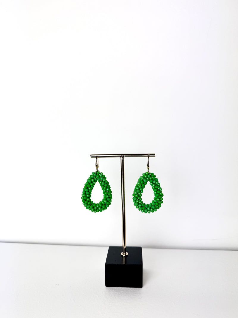 Oorbellen glaskraal groen