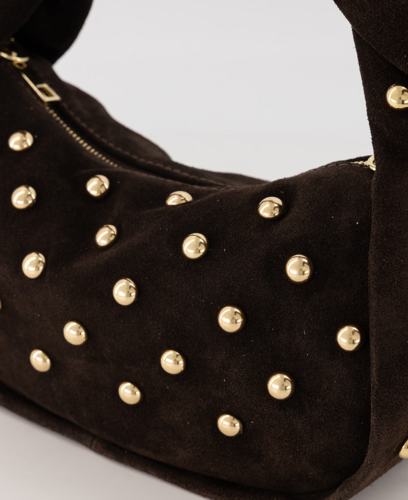 Tas Lottie suede donkerbruin