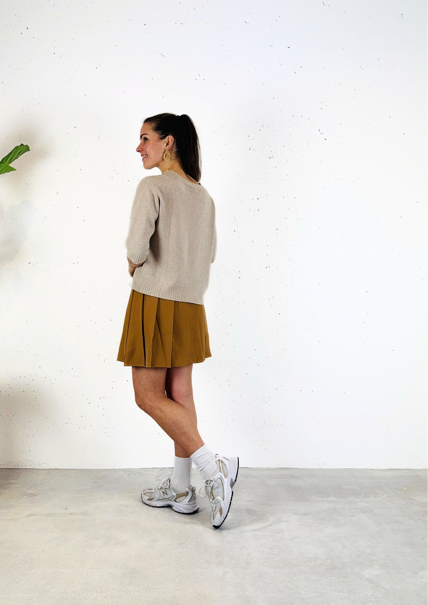 Skirt plooi camel