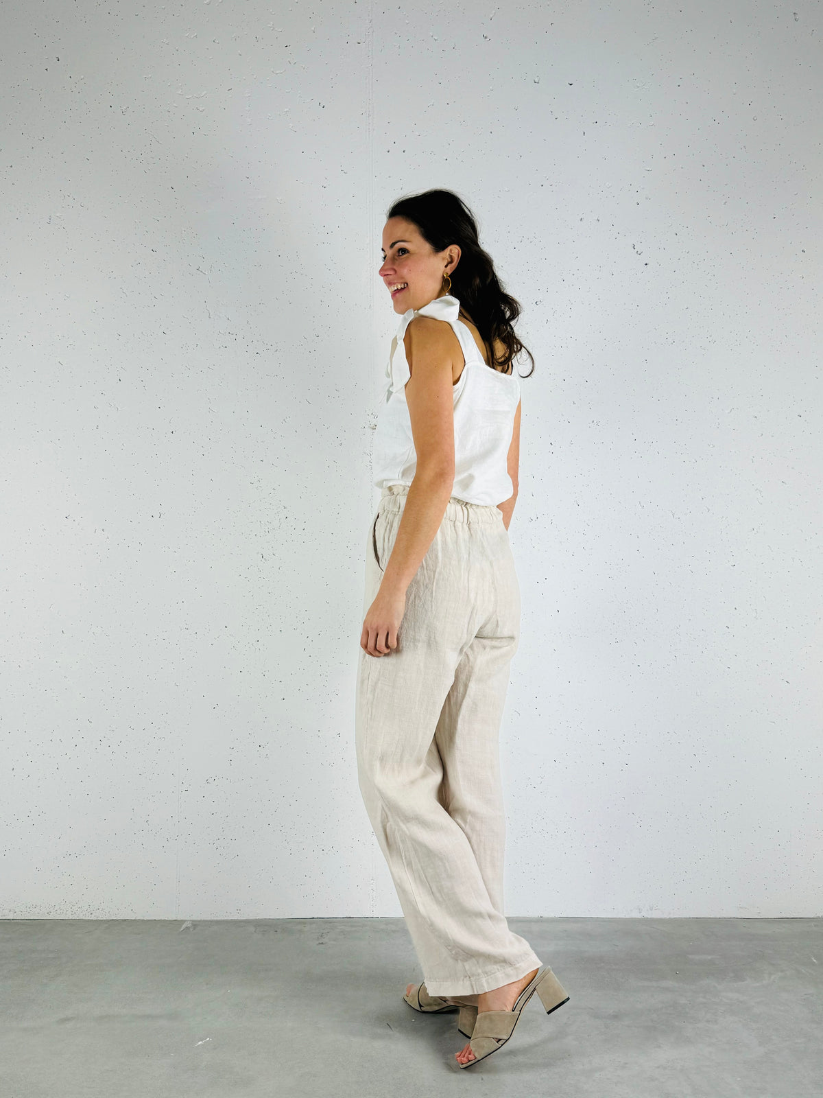 Top linnen strikband wit - Chic by R
