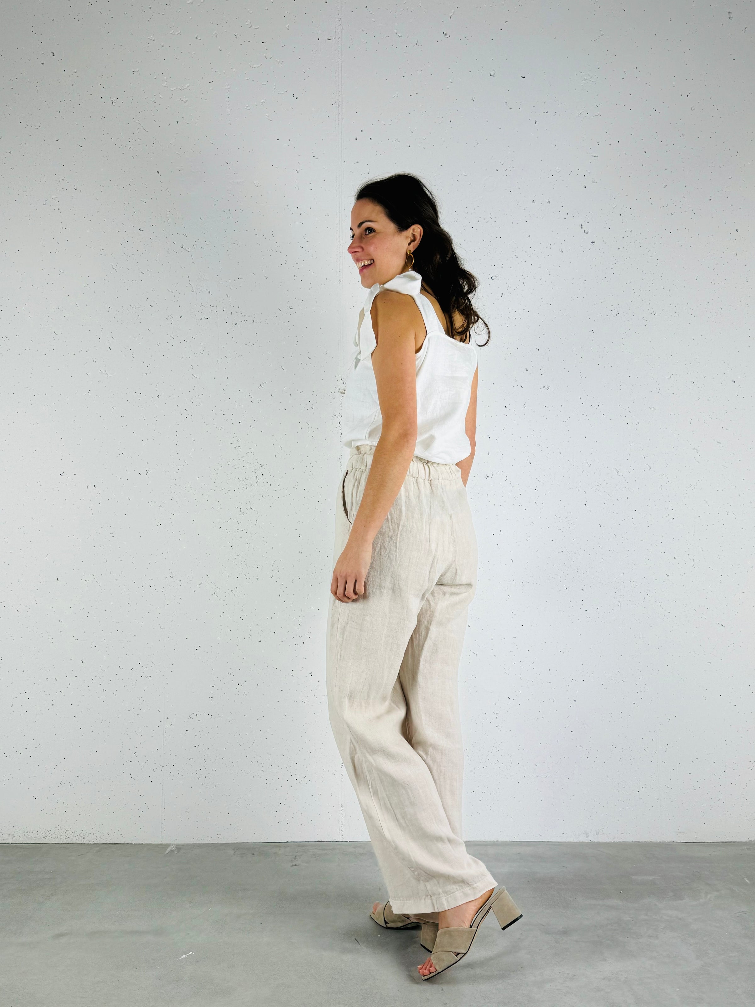 Top linnen strikband wit - Chic by R