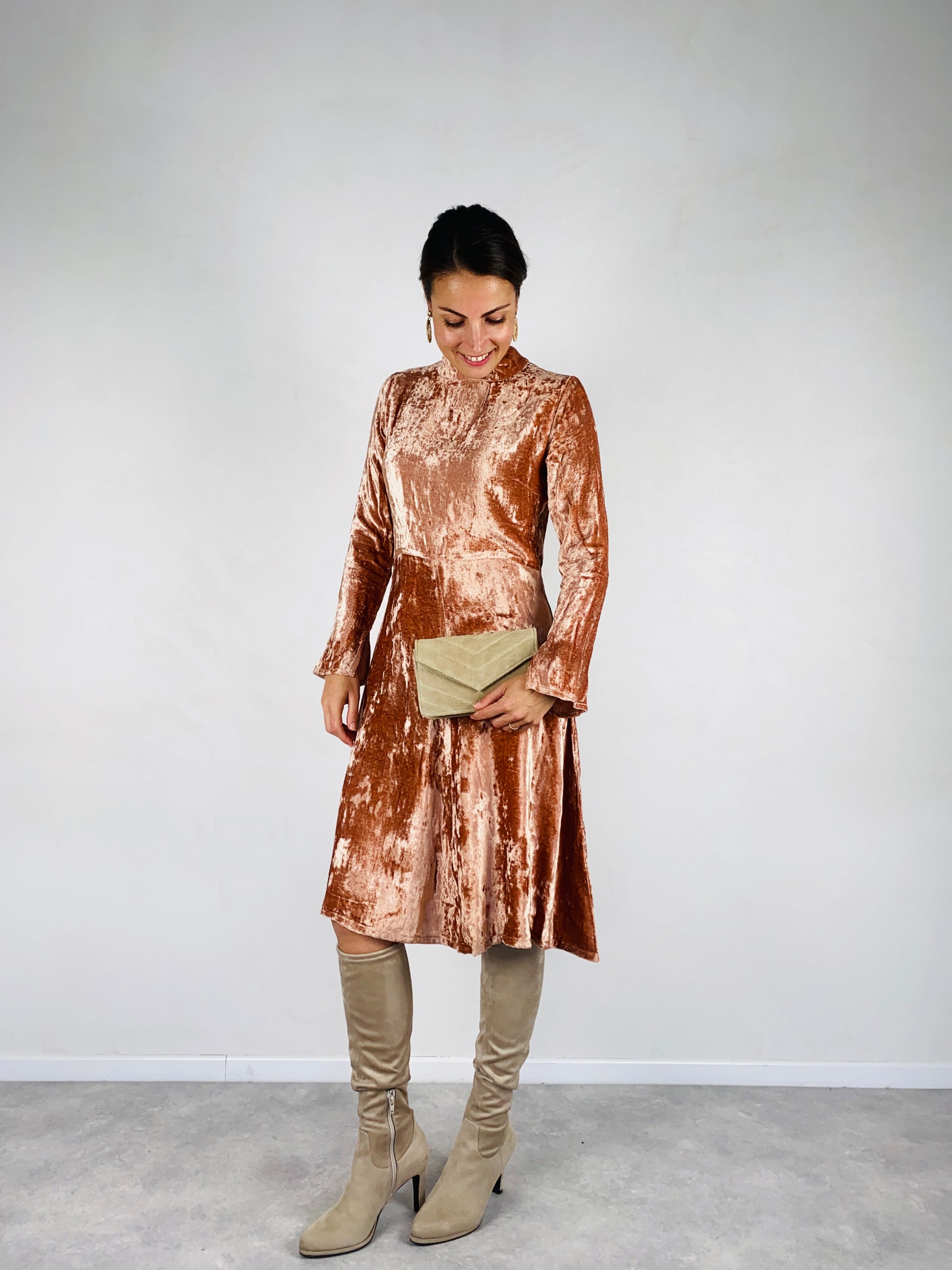 Jurk velvet oud-roze - Chic by R