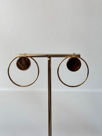 Golden Earrings with Natural Stone Brown