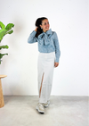 Blouse wit/blauw strik