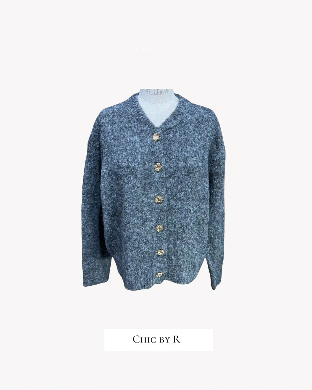 Cardigan Donkergrijs Gouden Knoop