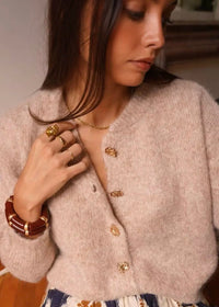 Cardigan Taupe Gouden Knoop