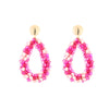 Oorbellen glaskraal fuchsia/mix